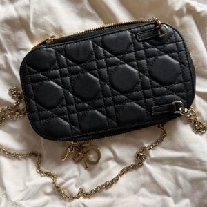 Dior Black Quilted Crossbody Bag with Gold Chain